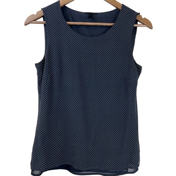 Escada Womens Layered‎ Tank Top Sheer Size 34 Sleeveless Black White Polka Dot - Picture 1 of 12